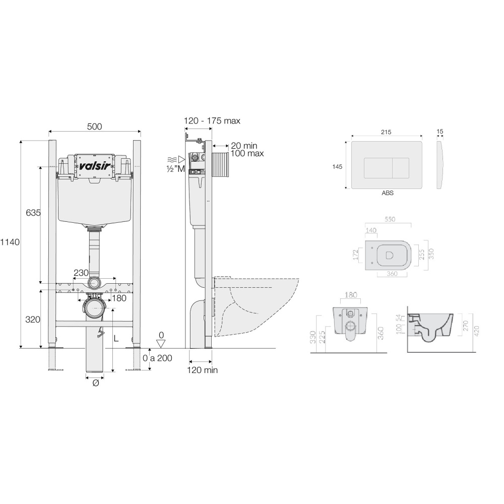KIT VSCR 5486NEMT Slim P1 Комплект инсталляции 4 в 1, WINNER S BLOCK VS0853202, унитаз MEG11PRO 5486