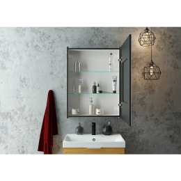 Континент МВК053 Зеркало-шкаф "Mirror Box black Led" 600х800