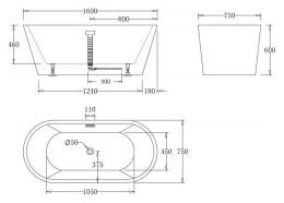 Фото Акриловая ванна 160x75 BelBagno (BB71-1600), округлая