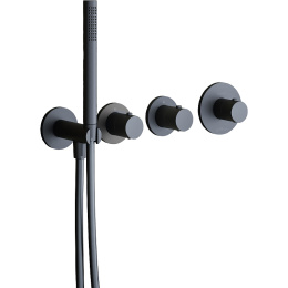 Фото Смеситель для ванны Paffoni Modular Box MDE000NO с термостатом Черный матовый