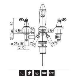NOBILI Dubai DB00211/1GD Смеситель для раковины (золото)