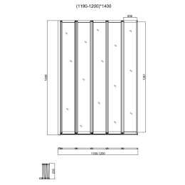 Душевая шторка на ванну Vincea (VSB-32120CL) хром