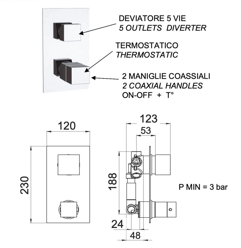 Фото Смеситель термостатический для душа Remer Q-Elegance QT95