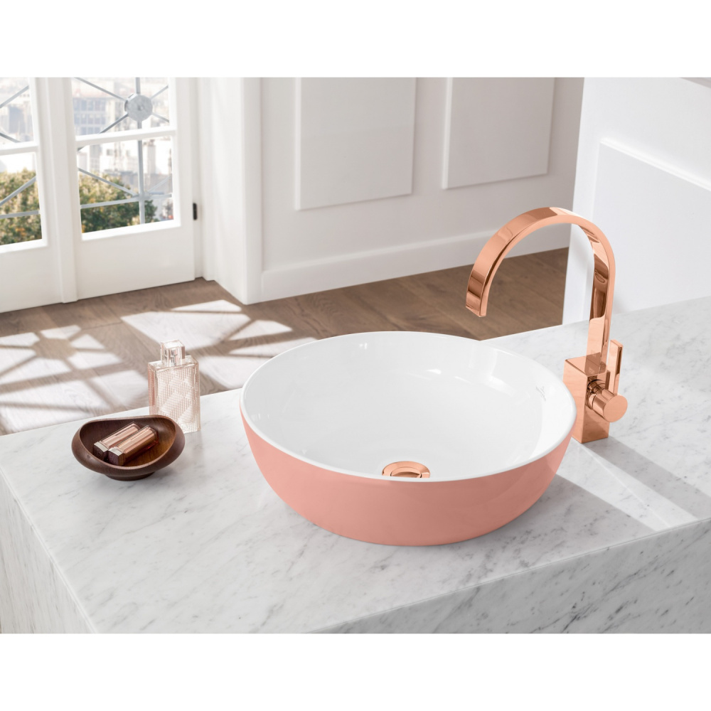 Раковина накладная круглая для ванной комнаты 43 см  Villeroy Boch Artis 417943BCT0 (цвет powder)