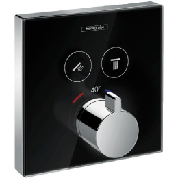 Термостатический смеситель для душа 15738600 Hansgrohe ShowerSelect Glass (черный, хром)
