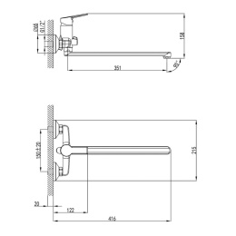Фото Смеситель для ванны с длинным изливом Milardo Stripe (STRSB02M10)