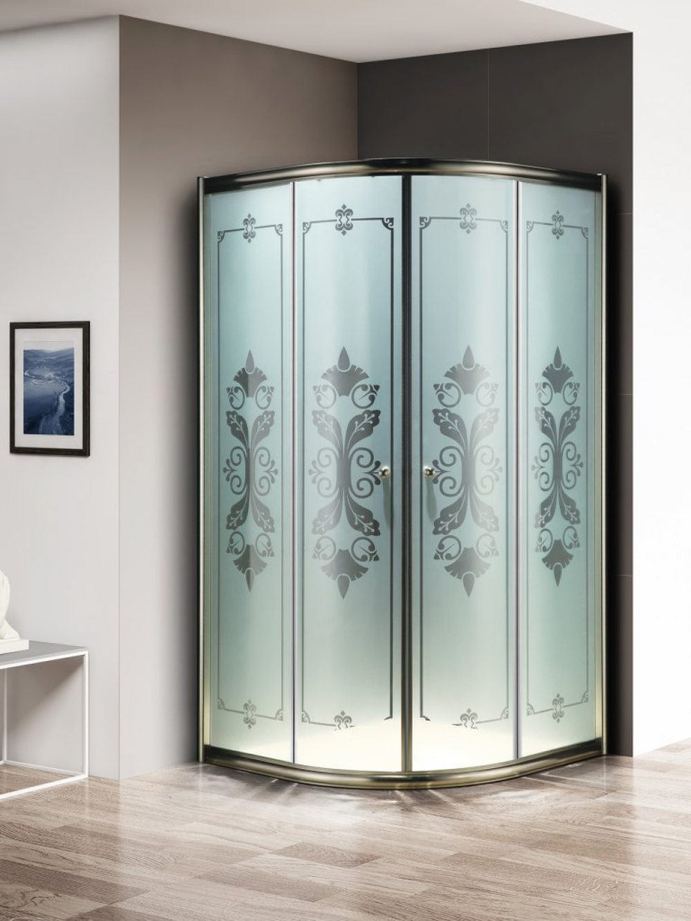 Душевой уголок Cezares GIUBILEO, 100 х 100 х 195 см, стекло прозрачное узорчатое