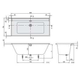 Акриловая ванна 160x75 Villeroy&Boch (UBA160COR2NV-RW), прямоугольная