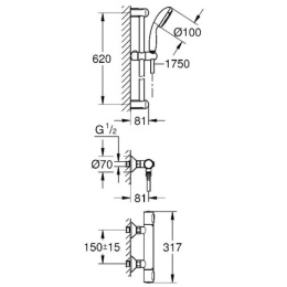 Grohe Grohtherm 500 34796000 Термостат для душа с душевым гарнитуром, цвет: хром