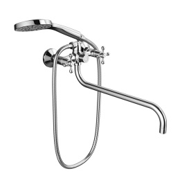 Фото Dorff D6095000 Vintage двухзахватный смеситель для ванны и душа с универсальным изливом и душевым на