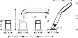 Смеситель для ванны и душа Hansgrohe Metris S (31443000) хром
