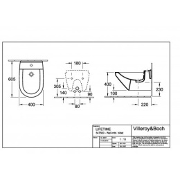 Биде 54750001 подвесное VILLEROY&BOCH LIFETIME