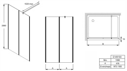 Душевое ограждение Jacob Delafon Serenity E14W100-BLV, профиль черный, стекло прозрачное