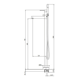 Gattoni Circle One 9008/90NO Смеситель для ванны напольный 1090 мм