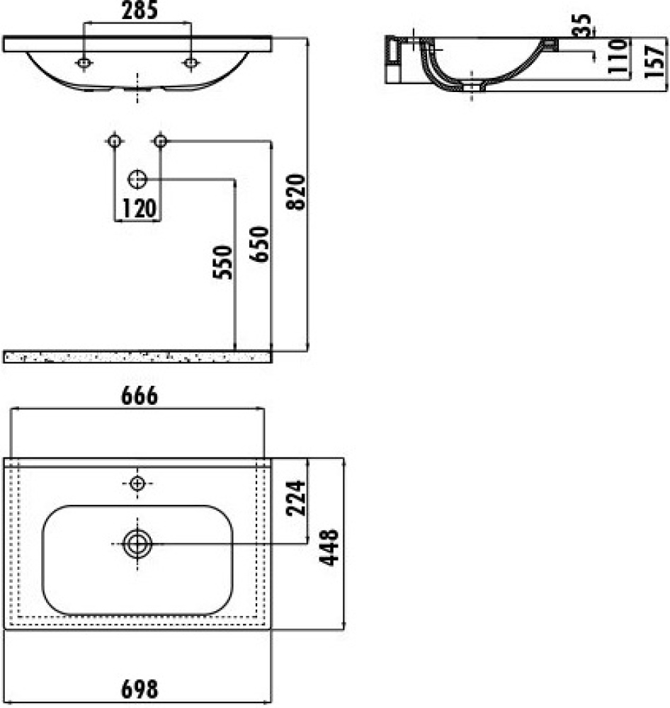 Фото Раковина ID070 мебельная (45*70см) CREAVIT ID070-00CB00E-0000