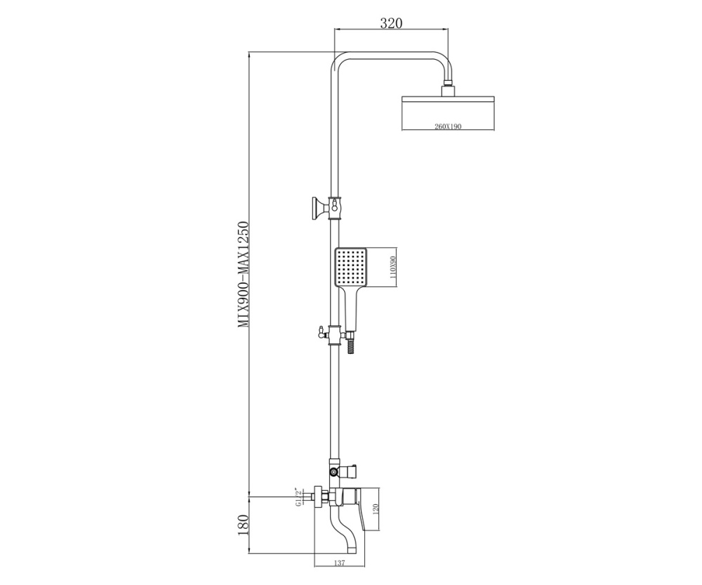 Душевая система Bronze de Luxe Element (EL77GB) черный
