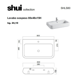 Cielo SHUI SHLS80 Раковина на 80 см (цвет: черный)