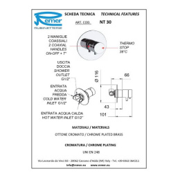 Termo смеситель Remer для душа встраив. RR NT09
