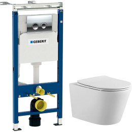 Унитаз с инсталляцией Aquatek (SET ВЕГА хром), цвет синий