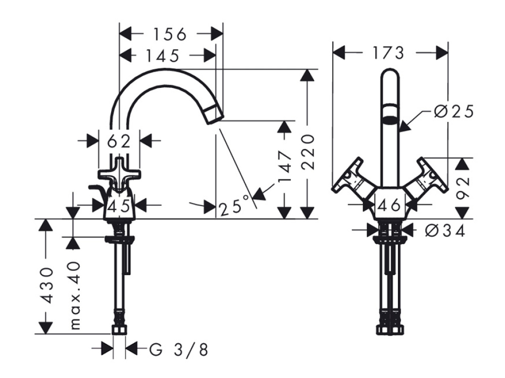 Смеситель для раковины Hansgrohe Logis Classic (71270000) хром