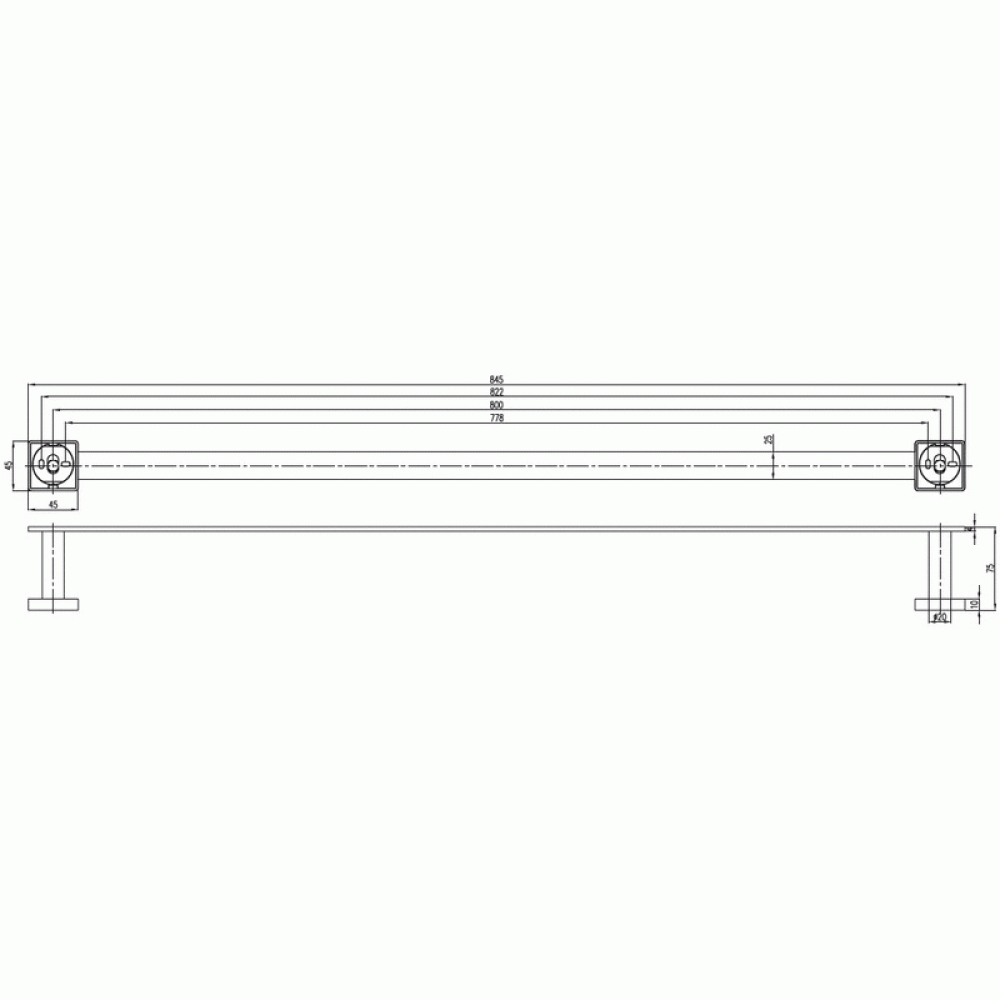 Держатель полотенца Villeroy&Boch Elements-Striking TVA15200300061 Держатель для полотенца 845 мм