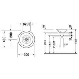Раковина 40 см Duravit Bagnella 0451400000, белый