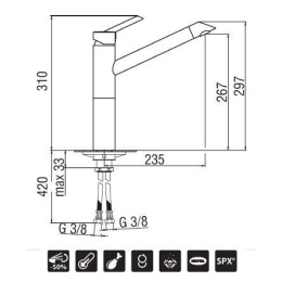 NOBILI Oz T2 OZ113/1HT2CS Смеситель для кухни (хром/сатин)