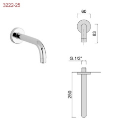 Излив из стены встраиваемый 250 мм. Giulini Futuro черный матовый F3222-25NO