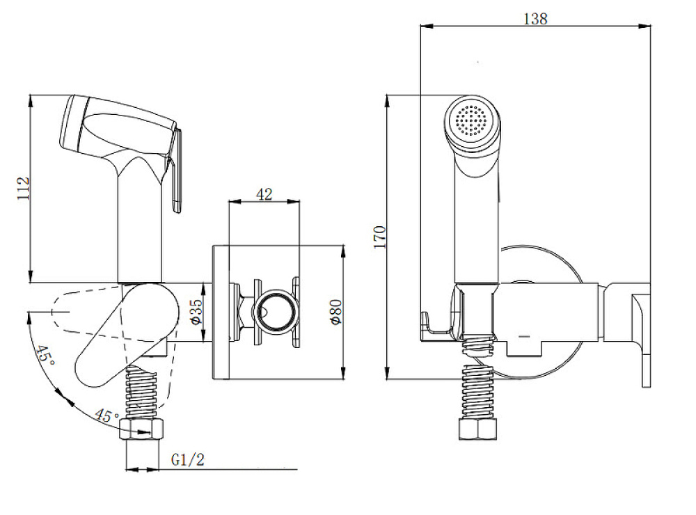 Гигиенический душ со смесителем D&K Rhein Marx DA1394585 Черный матовый