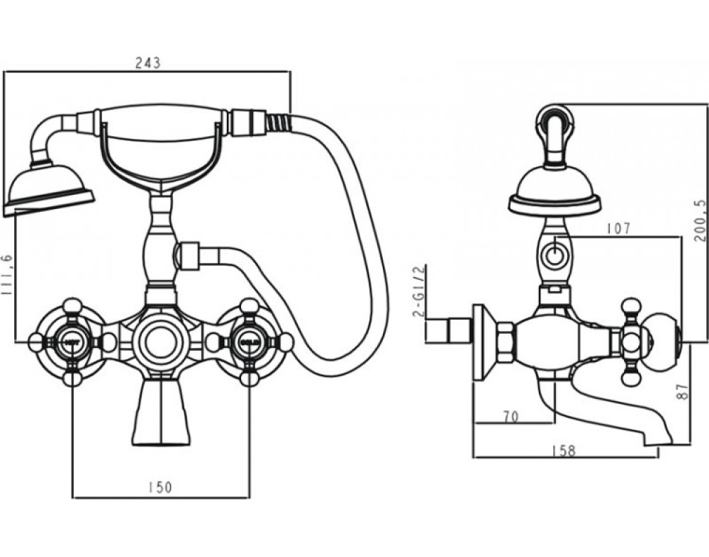 Фото Смеситель для ванны Timo Nelson (1914/02Y-CR antique)