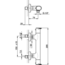Фото Термостат для душа Cisal LineaViva LVT0101021, хром