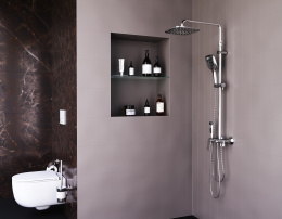 Damixa DX220920000 Apollo, душевая система со смесителем-полкой: верхний душ 230*230мм, ручной душ 1