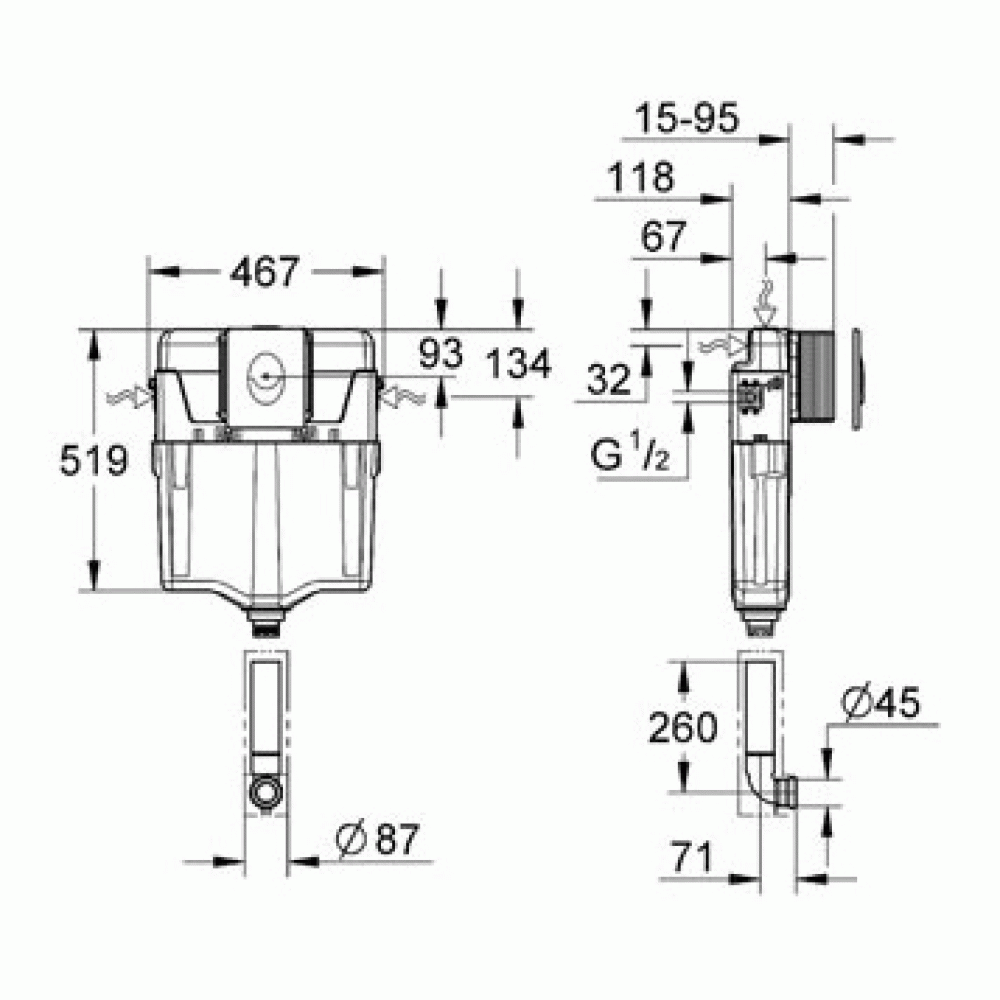 Фото Grohe GD2 38895000 Бачок для унитаза скрытый, смывной