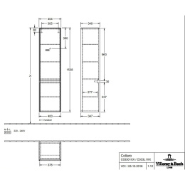 Villeroy Boch Collaro C03301E8 Шкаф пенал для ванной комнаты, петли справа (White Wood)