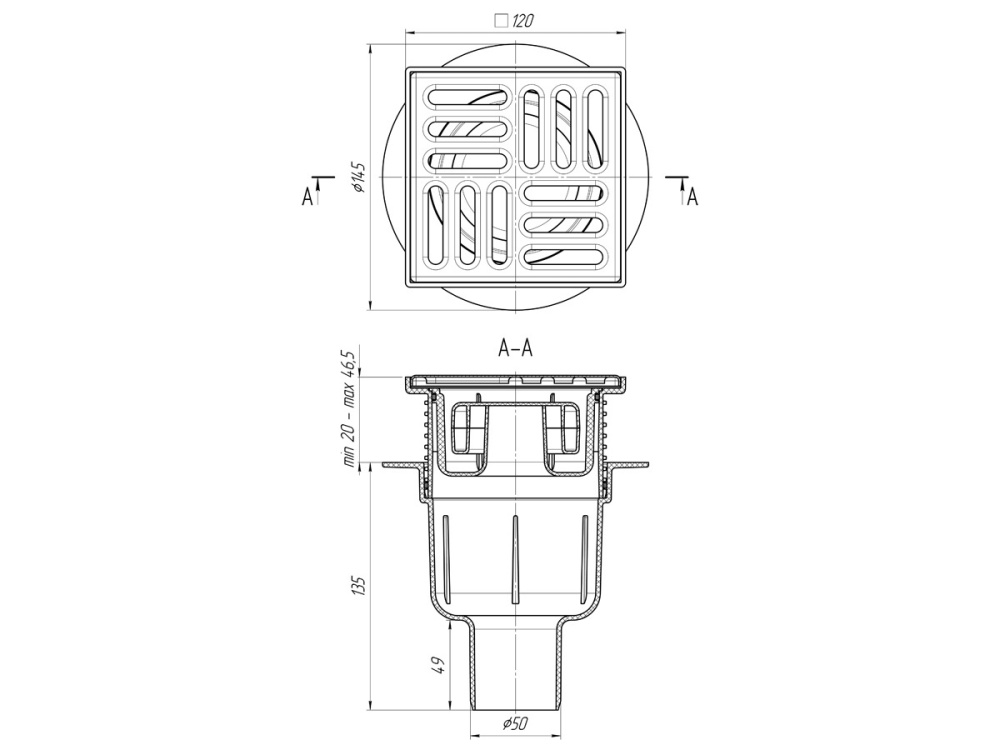Душевой трап Bronze de Luxe (21980-57) бронза
