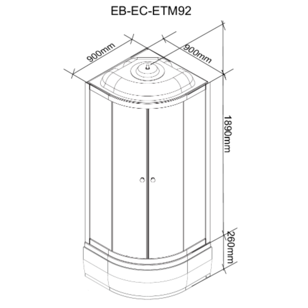 Душевая кабина 90x90x215 Parly (ECM921) черный, Без гидромассажа, ABS-пластик, Поддон средний