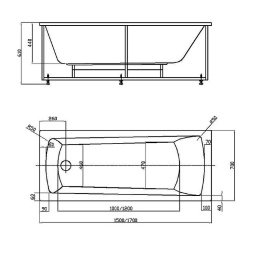 Акриловая ванна 170x70 Aquatek (LIB170N-0000001), прямоугольная