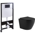 Унитаз подвесной SantiLine (SL-5025MB+SL-03) система смыва Tornado чёрный матовый