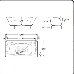 Ванна 170х85 Roca Akira (2325G000R) белый