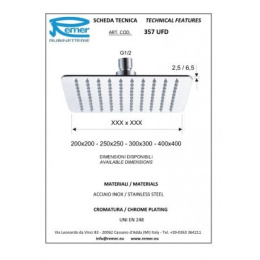 Фото Remer 357UFD20X Душевая головка с шарнирным соединением, 20 см (сталь)