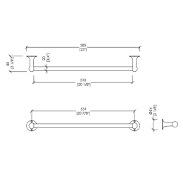 Полотенцедержатель Devon&Devon New York NY108OT 58.5см., подвесной, цвет: золото
