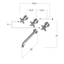 Antonio Lupi Timbro TB730IN Смеситель для ванны, на 4 отв., излив: 300мм, цвет: хром