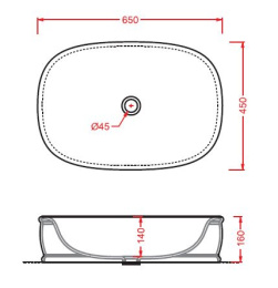 Раковина накладная 65 см ArtCeram Azuley (AZL002 05 00) белый