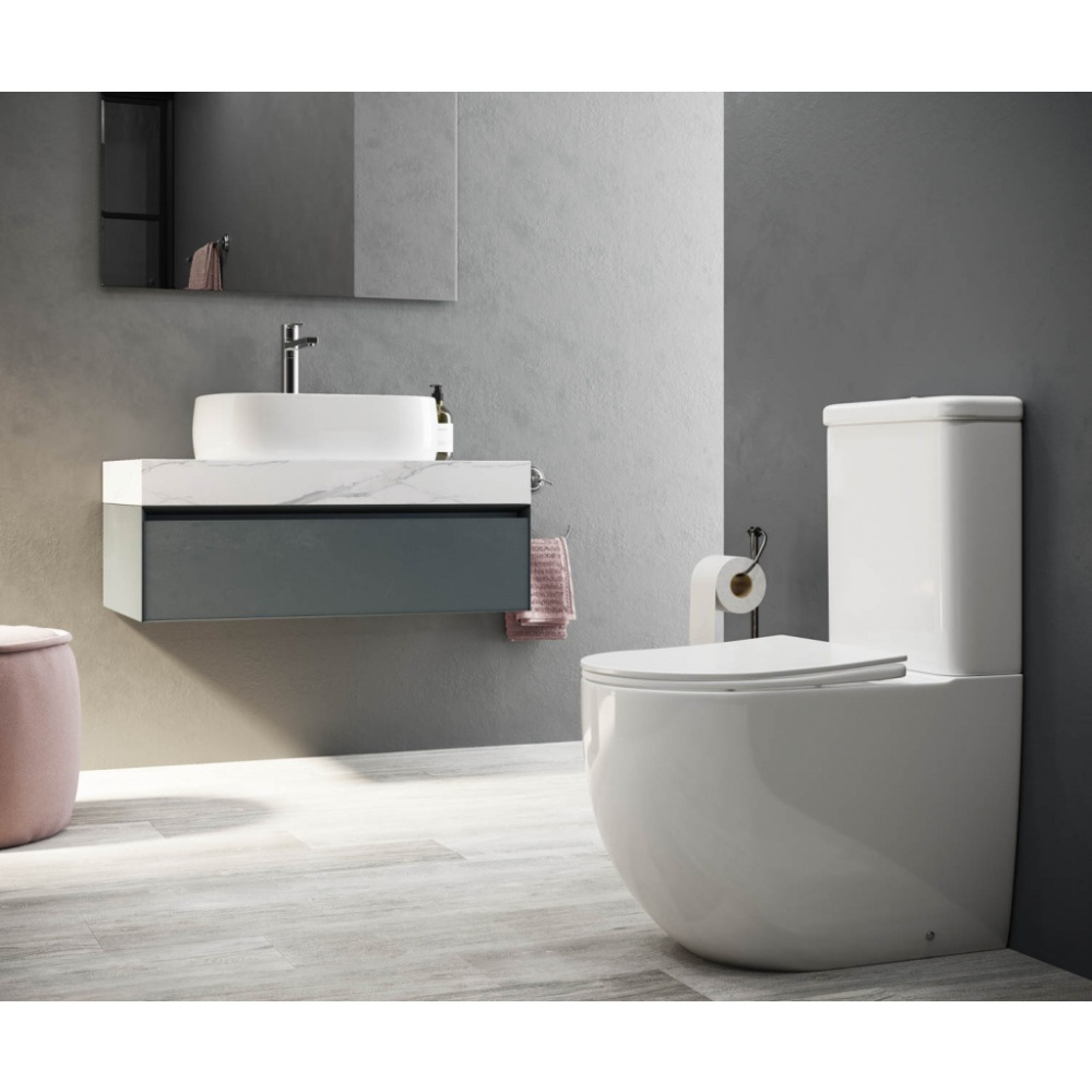 Унитаз-компакт Ceramicanova MIA CN1801 с горизонтальным выпуском белый