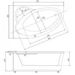 Акриловая ванна 170x110 Aquatek (FID170-0000006), асимметричная