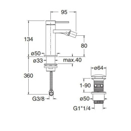 Cristina UNI/X UX32028 Смеситель для биде