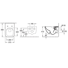 Villeroy & Boch Verity Line 4615R001 Унитаз подвесной, безободковый (с открытым смывным краем)