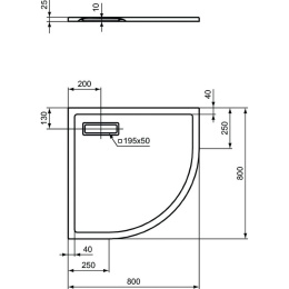 Душевой поддон 800x800x25 мм Ideal Standard T4491V1 ULTRAFLAT NEW