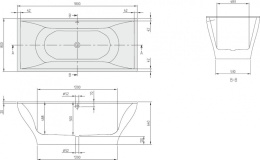 Фото Квариловая ванна Villeroy&Boch La Belle 180 x 80 см (UBQ180LAB2PDT1V-01) с черной панелью