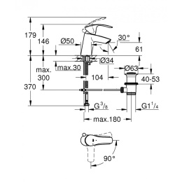 Grohe Eurosmart 32926002 Смеситель для раковины корпус маленький